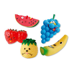 Set of 5 fruit toys for dogs