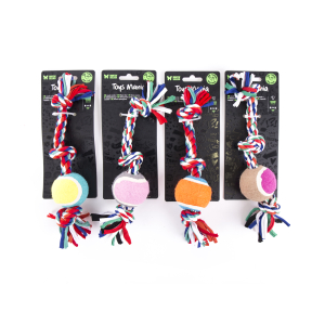 Toy for small dogs and puppies - Set of 4 ropes + tennis ball