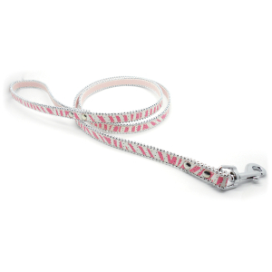 Laisse fantaisie - Zèbre - <100cm - 2cm - rose pâle x 1