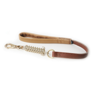 Laisse en simili cuir avec ressort - Chasse Vivog - dia.65cm - 2cm - marron x 1