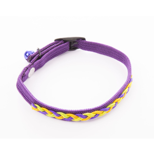 Nylon Cat Collar - Braided Tubular - 30cm - 1cm - Purple 1