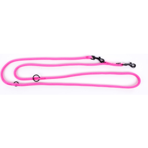 Laisse multiposition en nylon - Classique Rond -  1m15/1m90 - 0.9cm - rose fluo 1