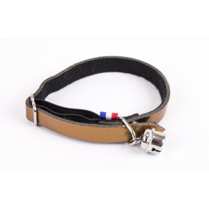 Cat collar in leather/felt - Dakota - dia. 30cm - 1.1cm - brown x 1