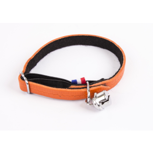 Cat collar in leather - Farandole - dia. 30cm - 1.1cm - orange 1
