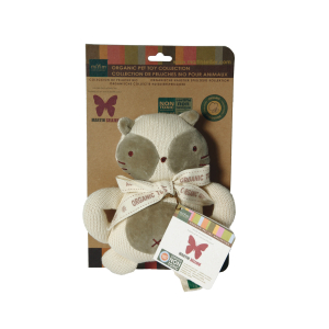 Organic plush toy with handle - cat - 18 cm