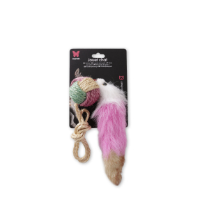 Cat toy - sisal ball with fur