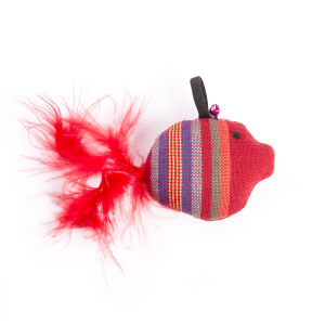 Poisson bulle en tissu ethnique - rouge PCB 1