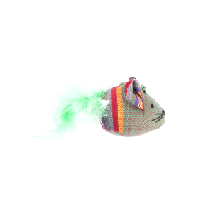 Souris avec plume en tissu ethnique - vert PCB 1