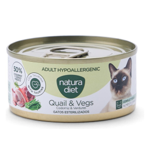 Pâté Natura Diet Hypoallergénique Caille & Légumes pour chat - 85g x 24