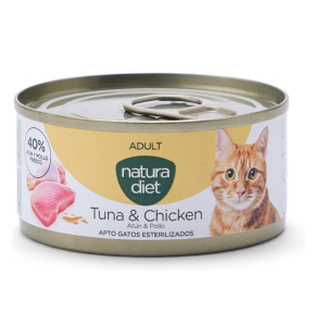 Pâté Natura Diet Thon & Poulet pour chat - 85g x 24