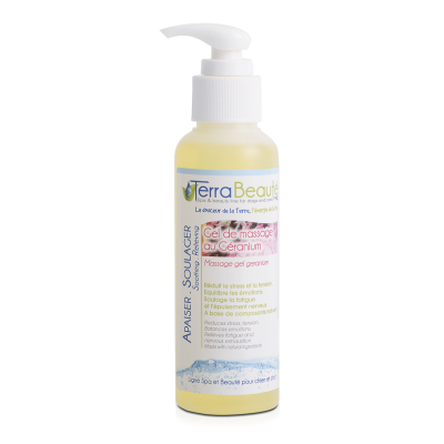 Gel de massage au géranium  pour chien et chat - Terra Beauté