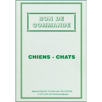 Carnet de bons de commande pour l'élevage de chien et chat