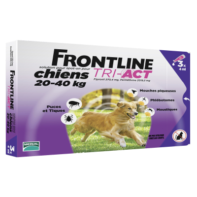 Pipette antiparasitaire - Frontline Tri-Act pour chien de 20-40kg - 6 pipettes
