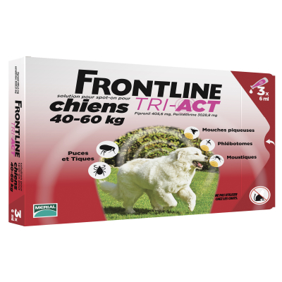 Pipette antiparasitaire - Frontline Tri-Act pour chien de 40-60kg - 6 pipettes