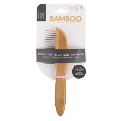 Peigne Bamboo dents larges rotatives