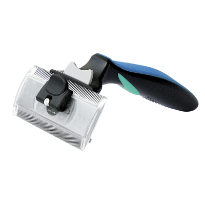 Rateau pour sous-poils et poil de mue avec tête pivotante et auto-nettoyante - Grand modèle - largeur de lame 7,5cm