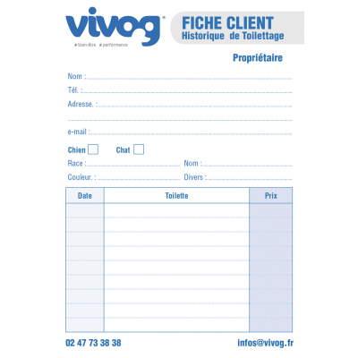 Fiches clients pour salon de toilettage - par 100