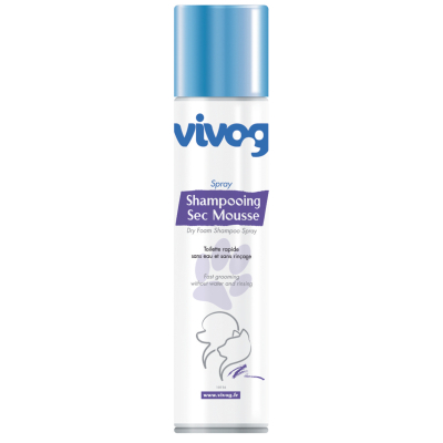 Spray shampooing sec pour chien et chat - Mousse sans rinçage - Vivog