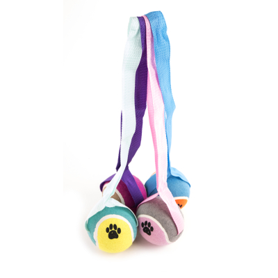 Balle de tennis avec sangle - 6.5cm - multicolore x 4