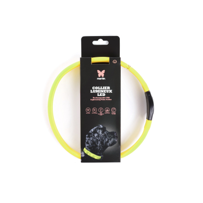 Collier tube plat - Lumineux - <65cm - 2.5cm - jaune - 1