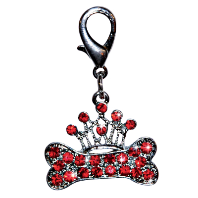Pendentif os/couronne strass rouge 3cm