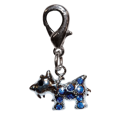 Pendentif terrier strass bleu 2cm
