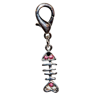 Pendentif Poisson strass blanc et rose 2,5cm