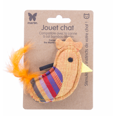 Coq avec plume en tissu ethnique - jaune PCB 1