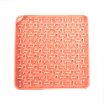 Tapis de léchage carré en silicone - Douceur - 20cm - rose 1