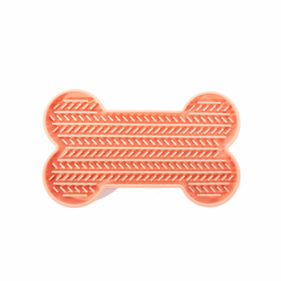 Tapis de léchage os en silicone - Douceur - 22cm - rose 1