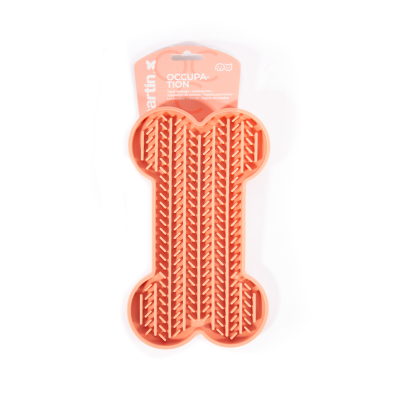 Tapis de léchage os en silicone - Douceur - 22cm - rose 1