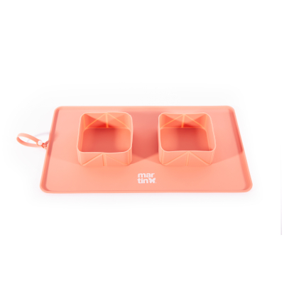 Foldable double silicone bowl - Softness - 600ml - pink x 1