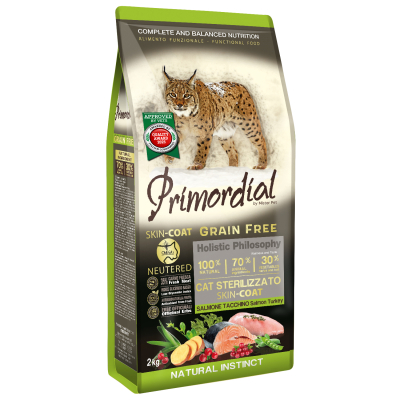 Primordial Skin & Coat Kibble for Sterilised Cats - 400g x 1
