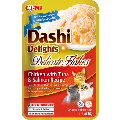 INABA Dashi Delights Delicate Poulet, Thon et Saumon 40gx12
