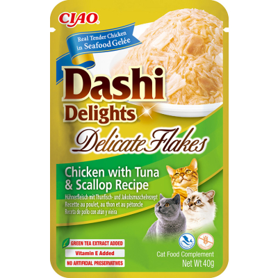 INABA Dashi Delights Delicate Poulet, Thon et Pétoncle 40gx12