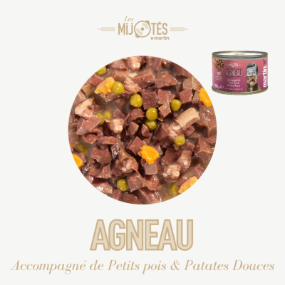 Morceaux en sauce Martin Les Mijotés Agneau pour chien - 150g x 12