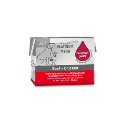 Pâté Platinum Menu Bœuf & poulet pour chien - 90g x 12