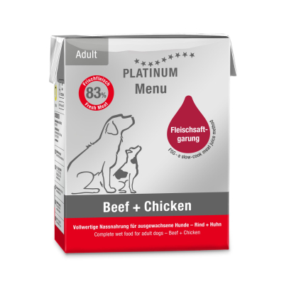 Pâté Platinum Menu Bœuf & poulet pour chien - 375g x 12