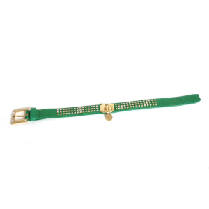 Carlain 3-Row Rhinestone Necklace in Leather - dia. 35cm - 2.5cm - green 1