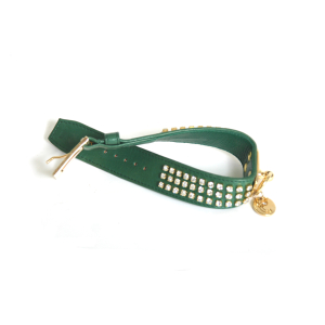 Carlain 3-Strand Rhinestone Necklace in Leather - dia. 40cm - 2.5cm - green 1