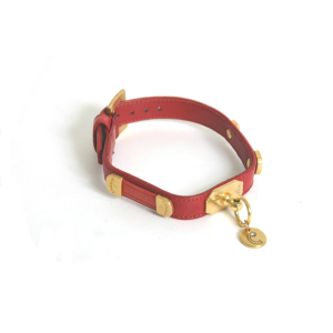 Leather collar - Strap - dia.40cm - 1.8cm - red x 1