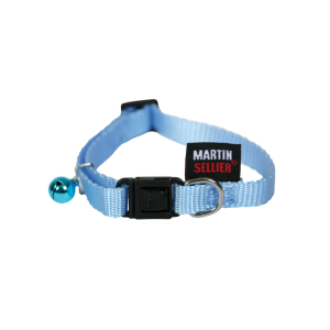 Collier chat en nylon - Uni - 20/30cm - 1cm - bleu pastel x 1