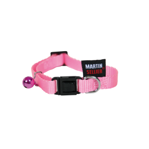 Collier chat en nylon - Uni - 20/30cm - 1cm - rose pastel 1