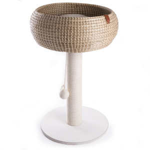 Arbre à chat avec panier en papyrus - Blanca - 71cm - blanc x 1