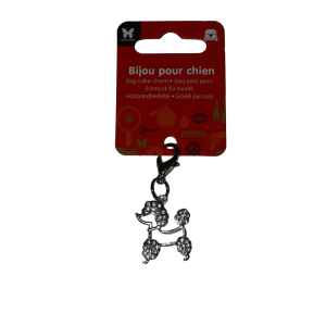 Pendentif de collier - caniche - gris  x 1
