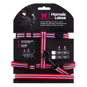 Set harnais + laisse en nylon - Trio - rouge 1