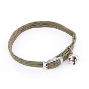 Collier chat élastique en nylon - Classique Tubulaire - dia.30cm - 1cm - kaki 1
