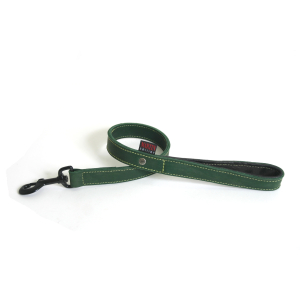 Laisse en cuir - Huilé piqué - 70cm - 2.5cm - vert x 1