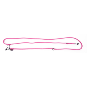 Laisse multiposition en nylon - Classique Rond -  1m15/1m90 - 0.9cm - rose 1