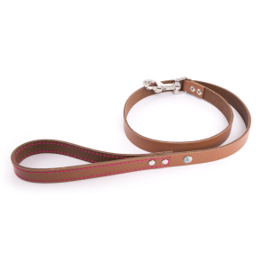 Laisse en cuir - Flash - 1m - 1.9cm - marron/rose 1